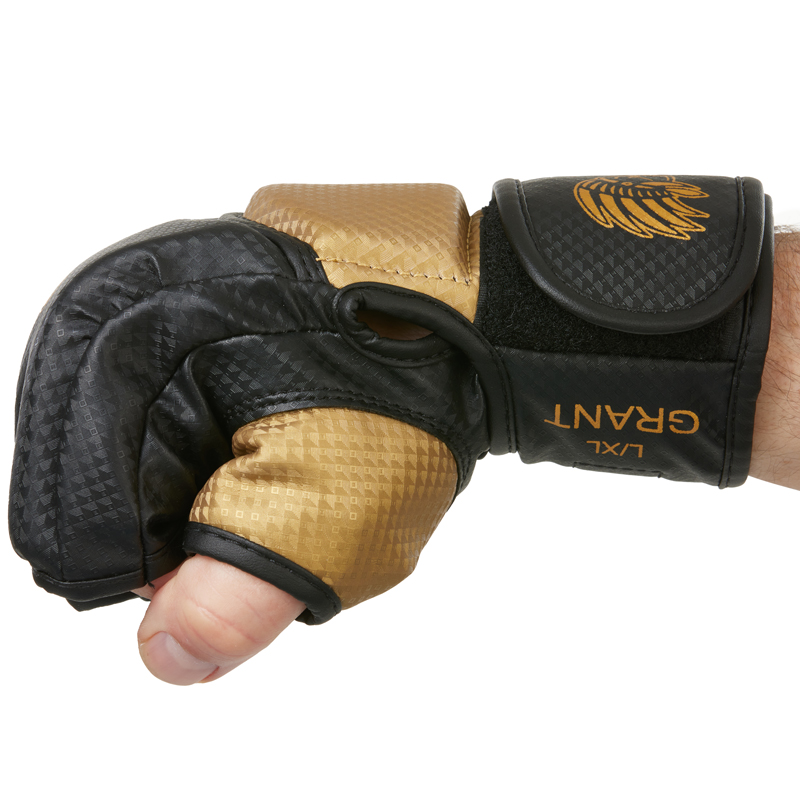 MMA Handschuhe Grant  mit vor gekrümmten Daumen - Gold