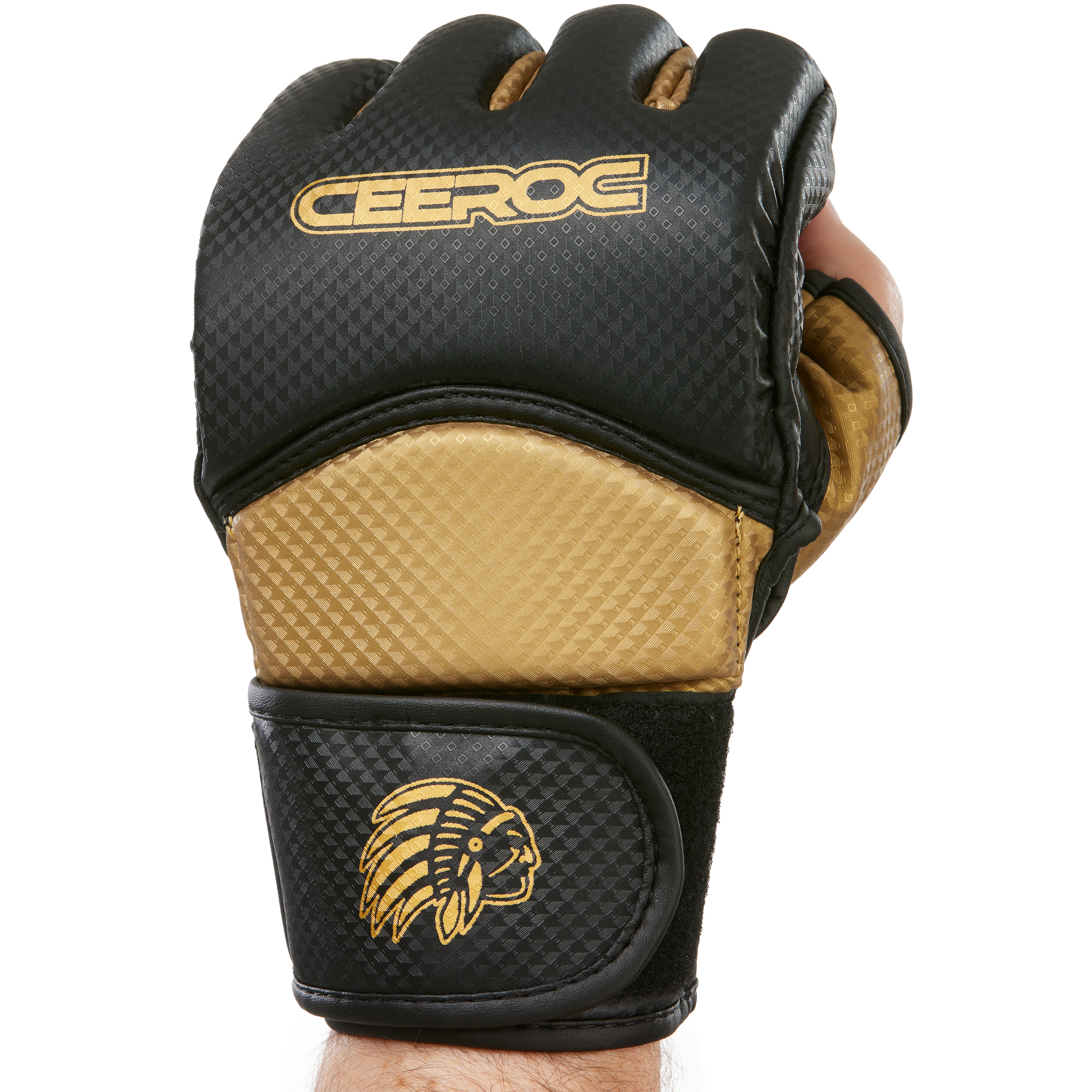 MMA Handschuhe Grant  mit vor gekrümmten Daumen - Gold